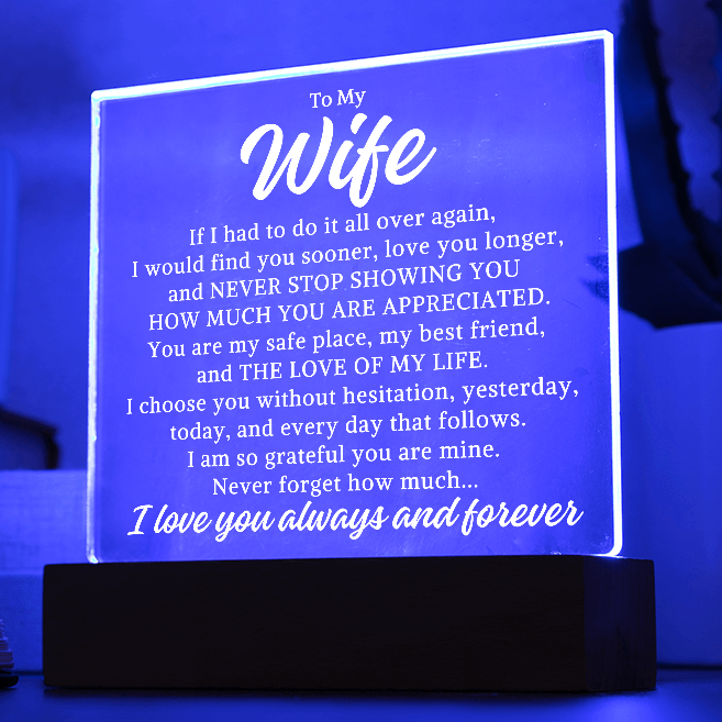 Gift for My Wife "All Over Again" | Acrylic Plaque With Lighted Base