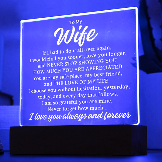 Gift for My Wife "All Over Again" | Acrylic Plaque With Lighted Base