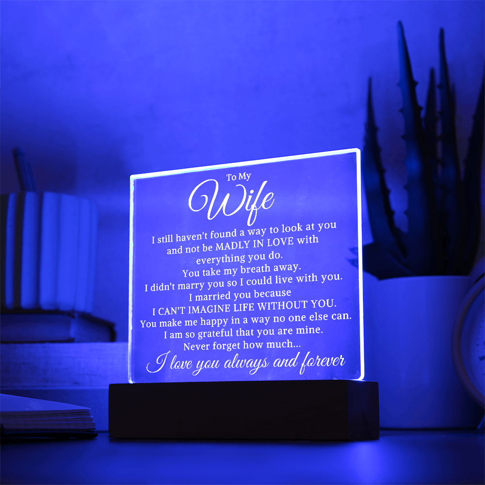 Gift for My Wife "Can't Imagine Life Without You" | Acrylic Plaque With Lighted Base