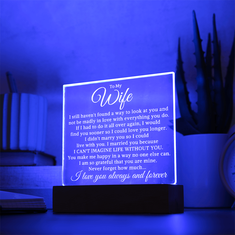 Gift for My Wife "Find You Sooner Love You Longer" | Acrylic Plaque With Lighted Base