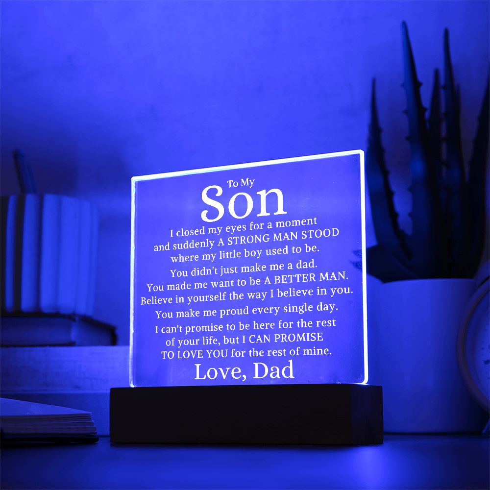 Gift for My Son "A Better Man" | Acrylic Plaque With Lighted Base
