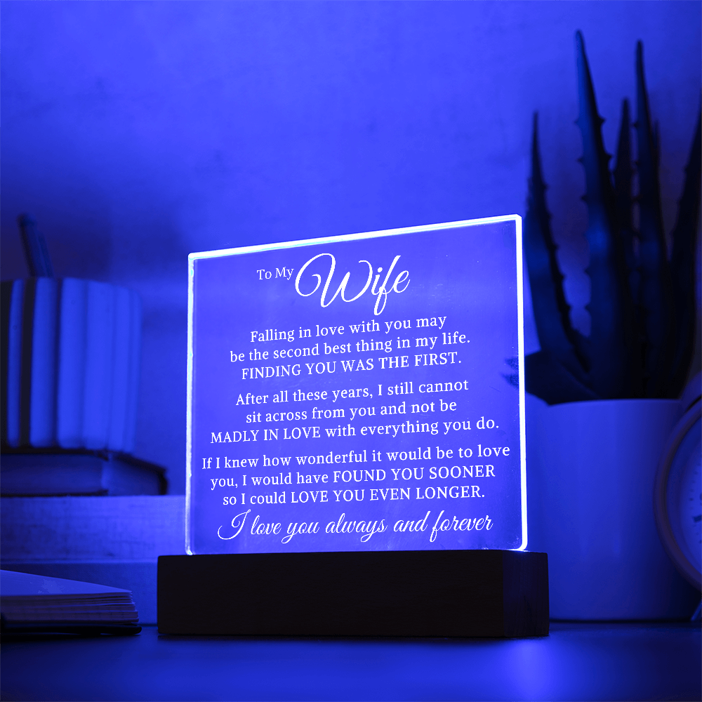 Gift for My Wife "Falling In Love" | Acrylic Plaque With Lighted Base