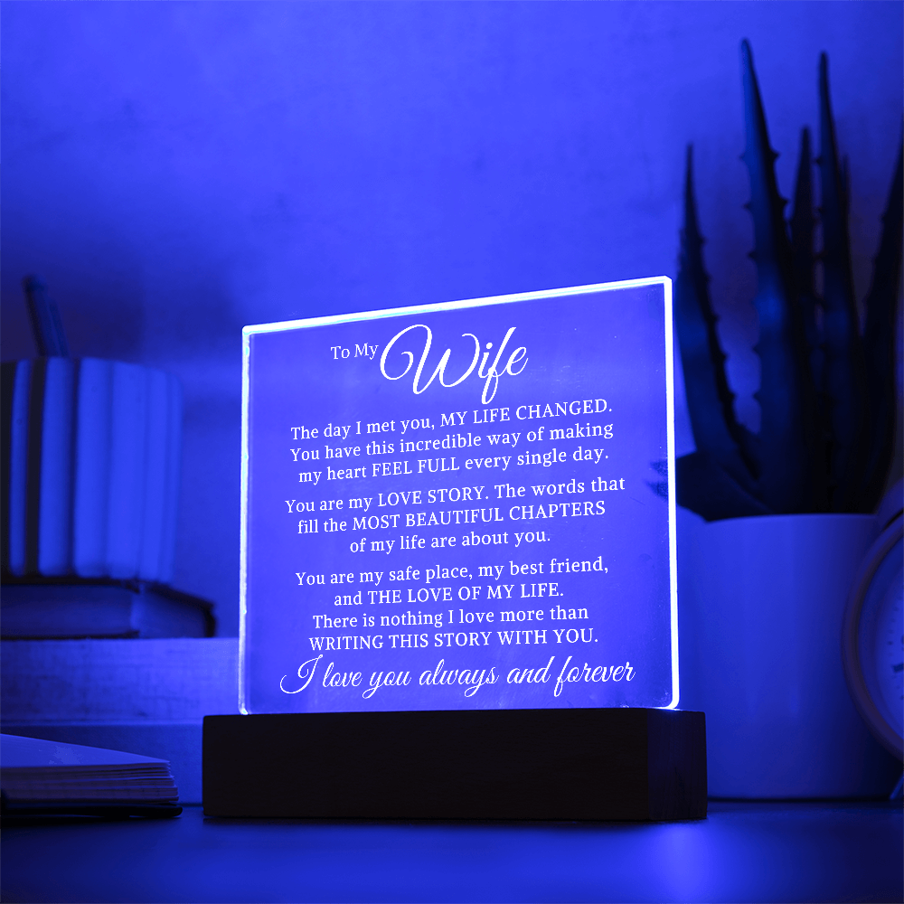 Gift for My Wife "Nothing I Love More" | Acrylic Plaque With Lighted Base