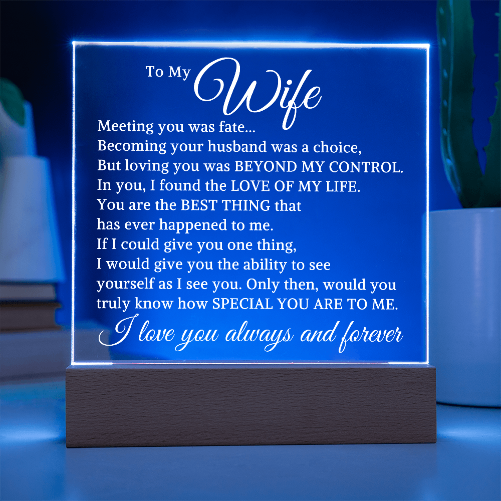 Gift for Wife "I Found The Love of My Life" | Acrylic Plaque With Lighted Base