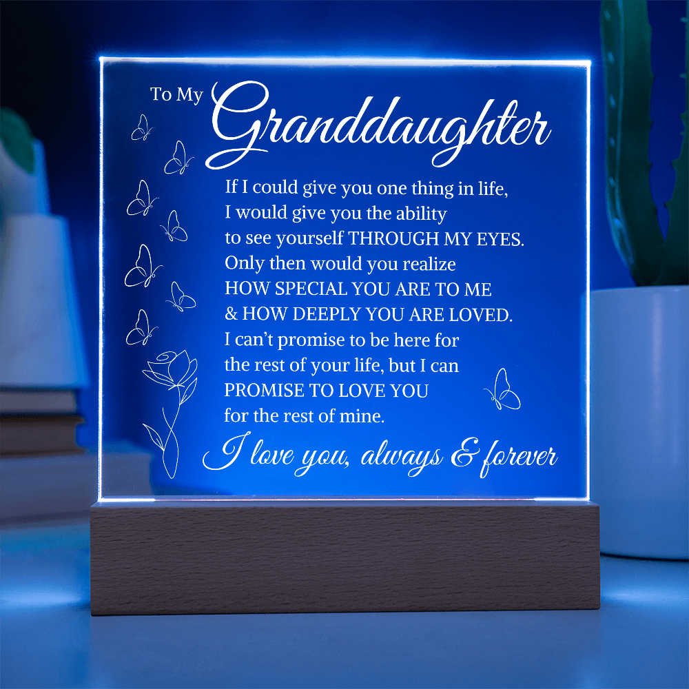 Gift for Granddaughter "How Deeply You Are Loved" Butterfly | Acrylic Square Plaque