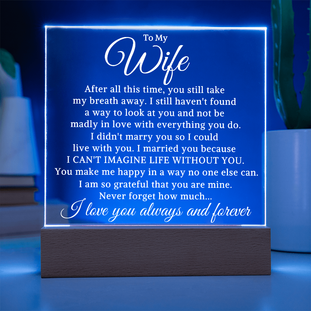 Gift for My Wife "Madly In Love" | Acrylic Plaque With Lighted Base
