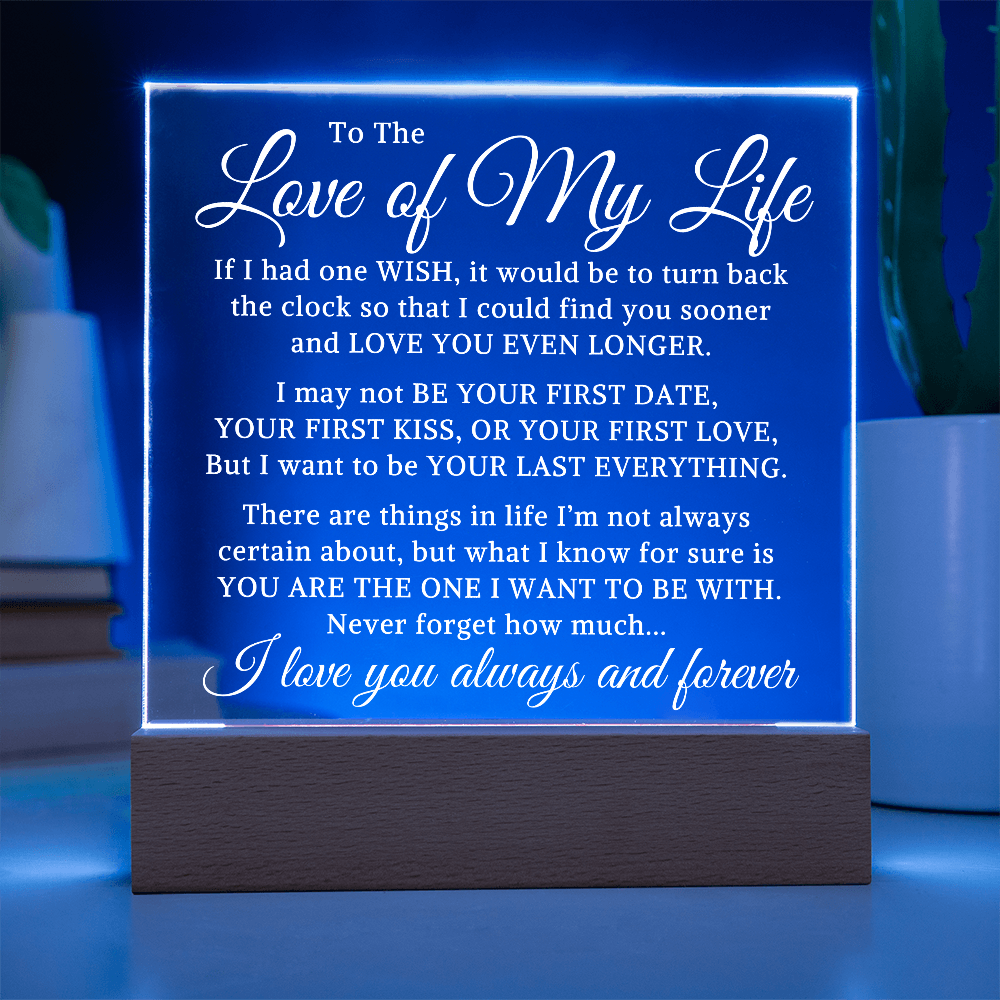 Gift for My Soulmate "Love You Even Longer" | Acrylic Plaque With Lighted Base