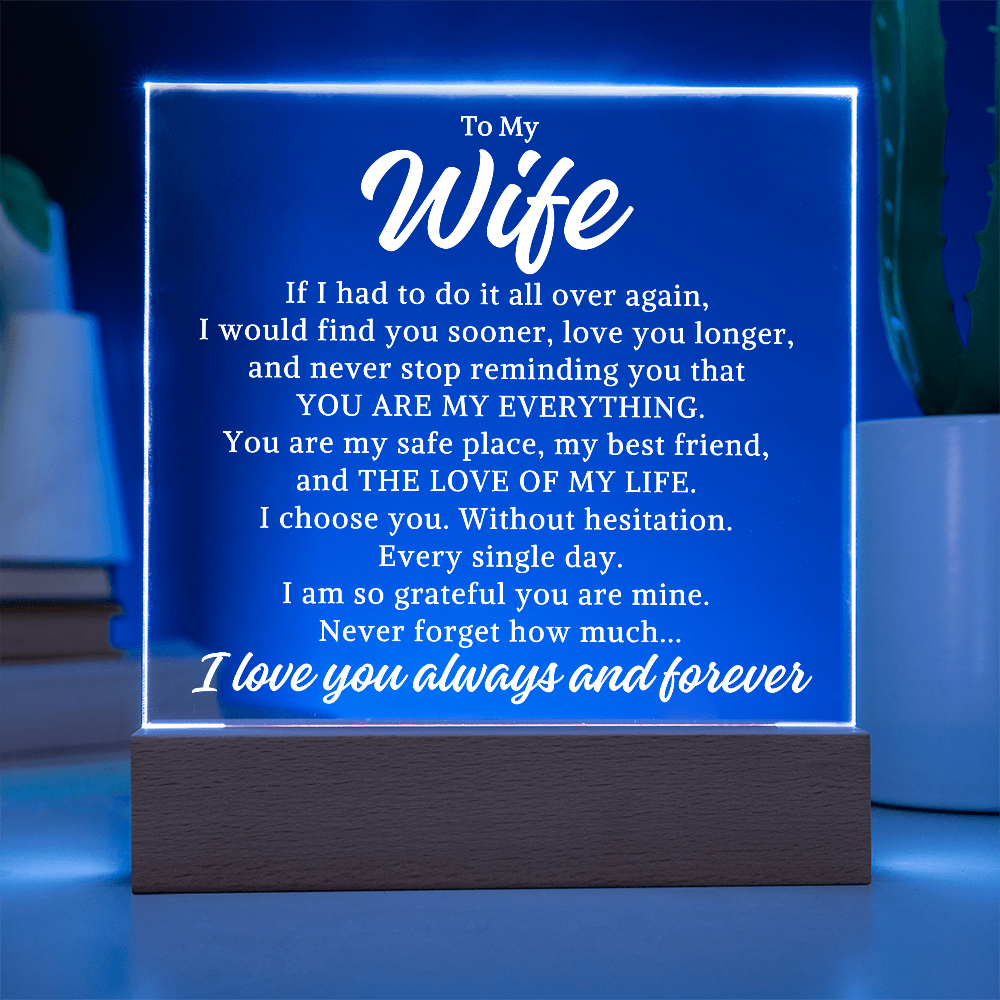 Gift for My Wife "My Everything" | Acrylic Plaque With Lighted Base