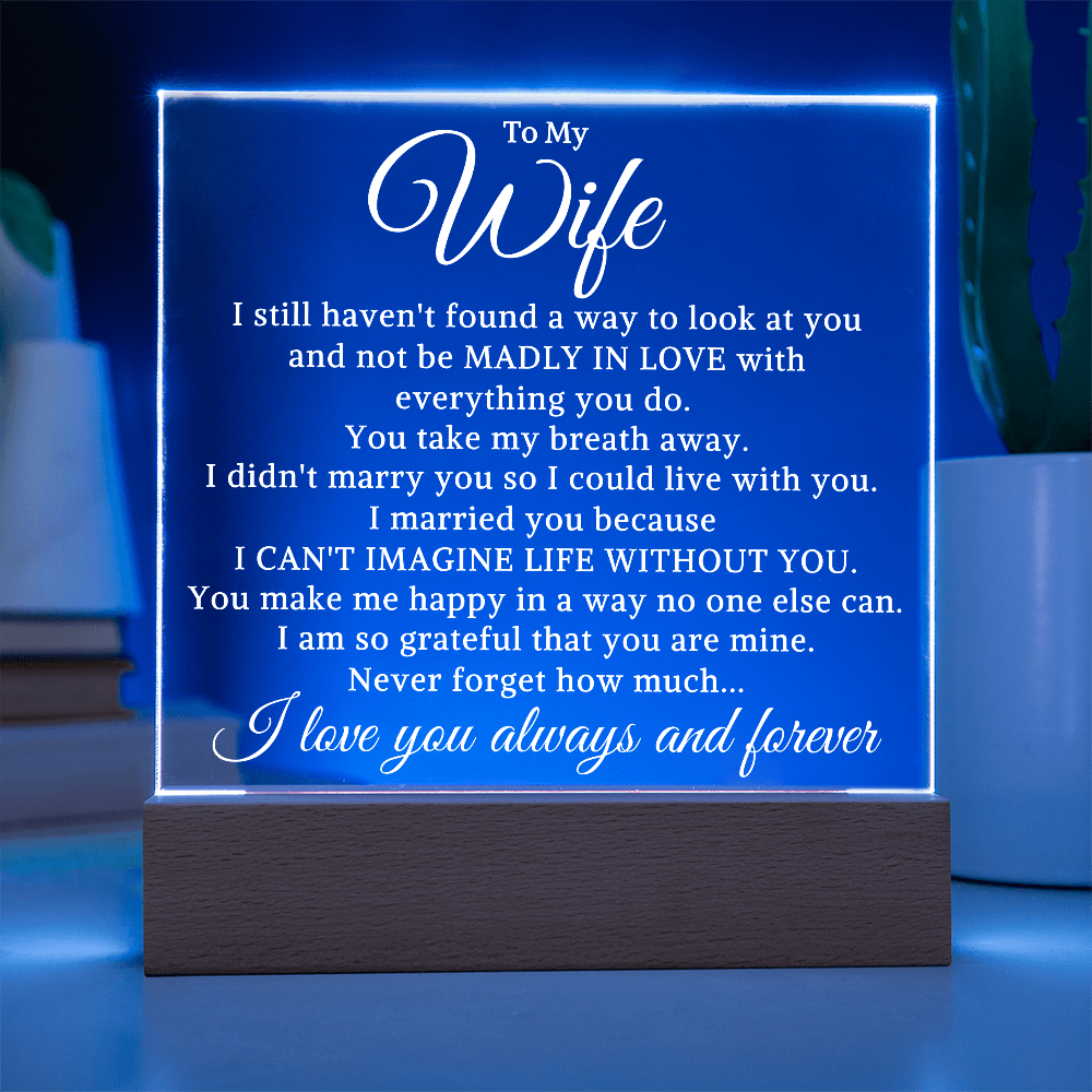 Gift for My Wife "Can't Imagine Life Without You" | Acrylic Plaque With Lighted Base