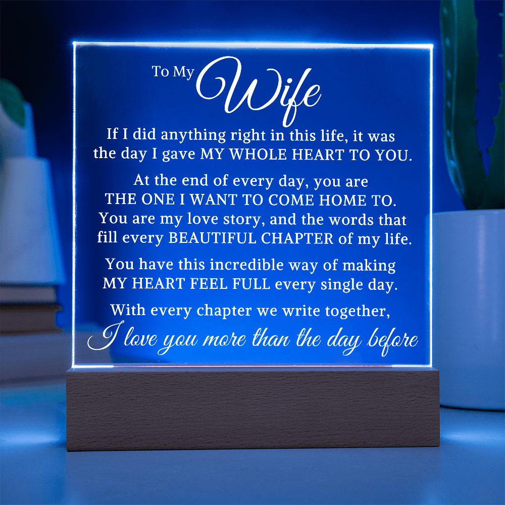 Gift for My Wife "Heart To You" | Acrylic Plaque With Lighted Base