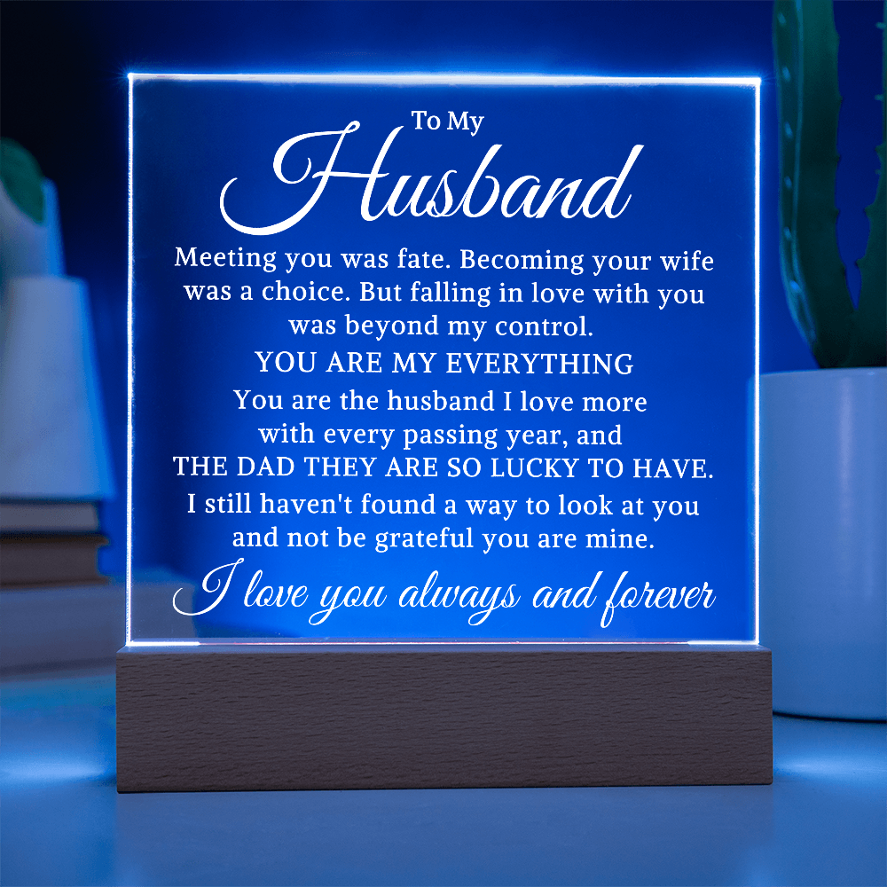 Gift for My Husband "You Are My Everything" | Acrylic Plaque With Lighted Base