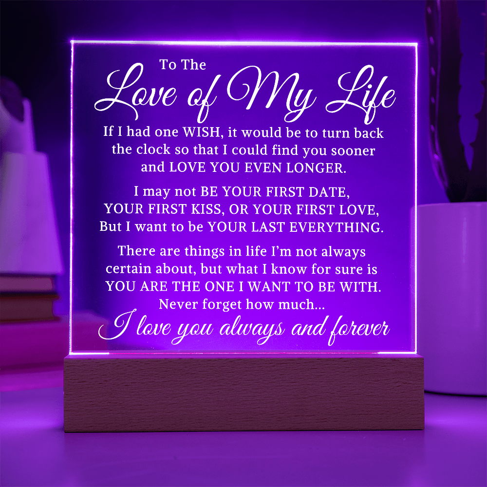 Gift for My Soulmate "Love You Even Longer" | Acrylic Plaque With Lighted Base