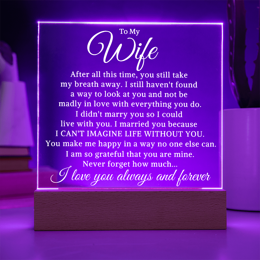 Gift for My Wife "Madly In Love" | Acrylic Plaque With Lighted Base