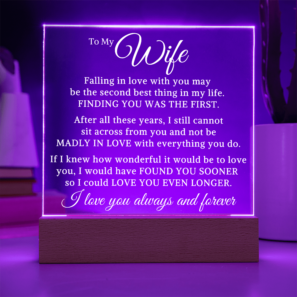 Gift for My Wife "Falling In Love" | Acrylic Plaque With Lighted Base