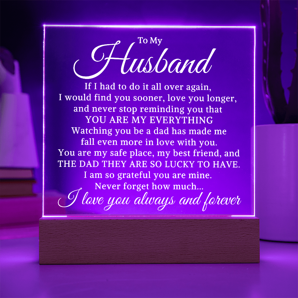 Gift for My Husband "Lucky to Have You" | Acrylic Plaque With Lighted Base