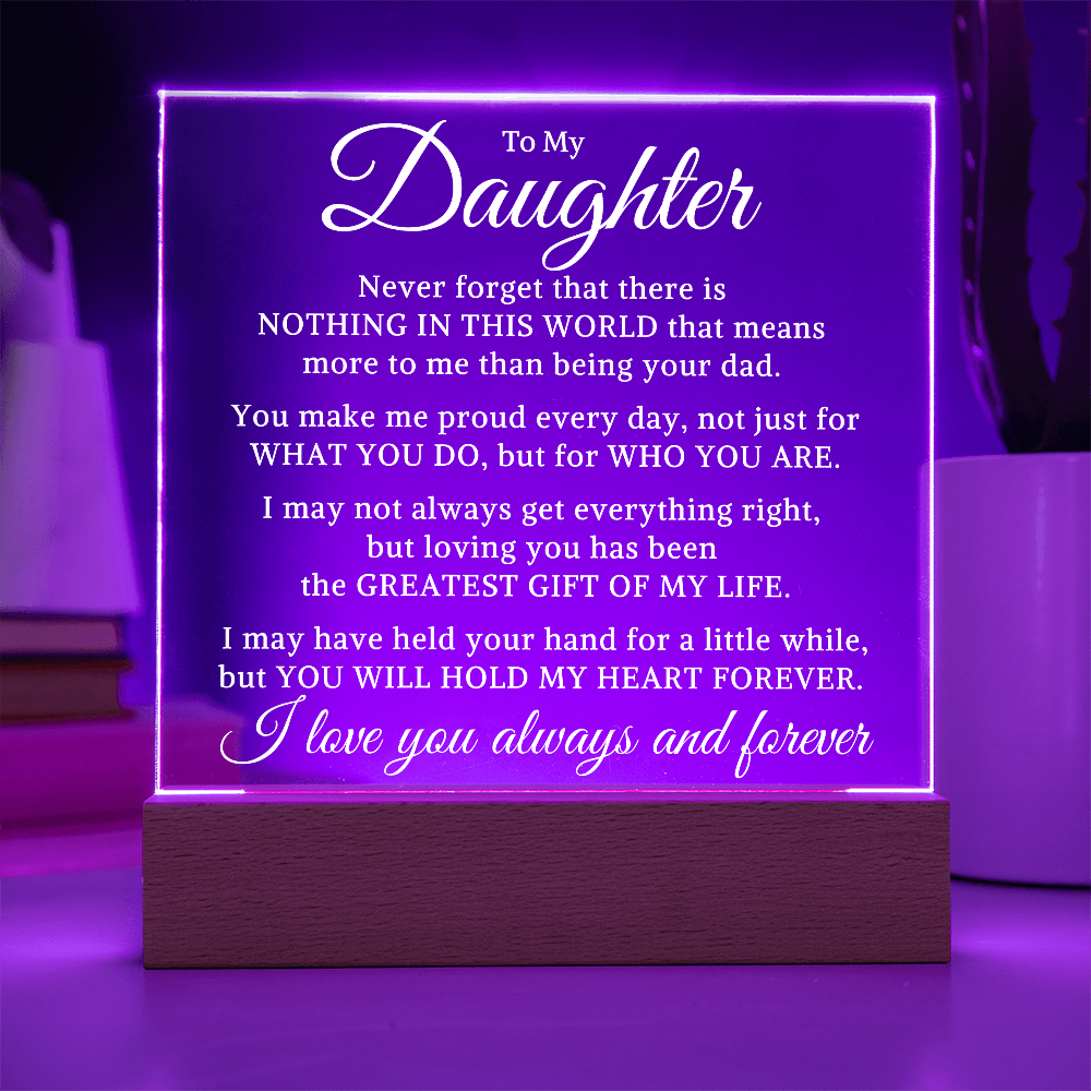 Gift for My Daughter "Hold My Heart" | Acrylic Plaque With Lighted Base