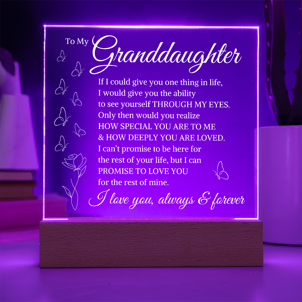 Gift for Granddaughter "How Deeply You Are Loved" Butterfly | Acrylic Square Plaque
