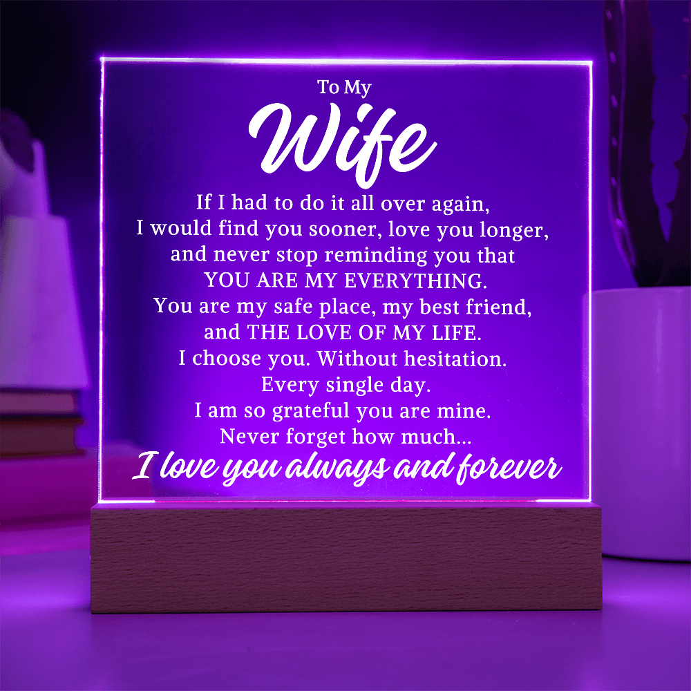 Gift for My Wife "My Everything" | Acrylic Plaque With Lighted Base