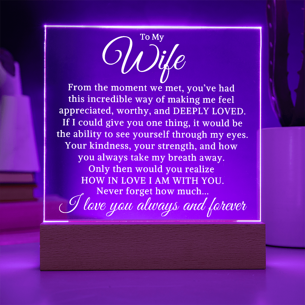 Gift for My Wife "How In Love I Am With You" | Acrylic Plaque With Lighted Base