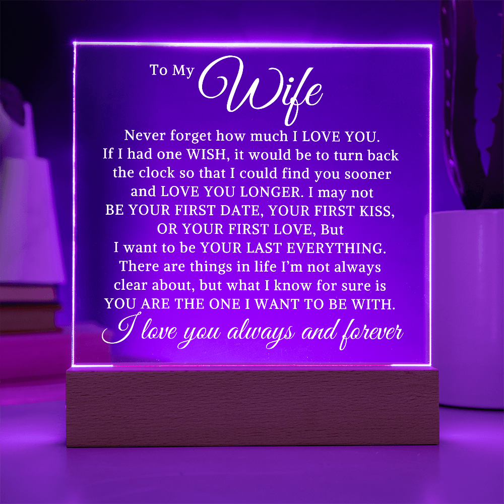 Gift for Wife "You Are The One" | Acrylic Plaque With Lighted Base