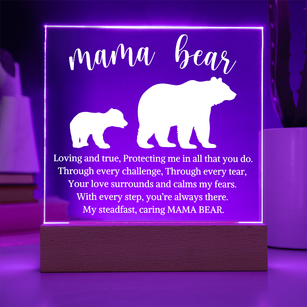 Gift for Mom "Mama Bear" | Acrylic Plaque With Lighted Base