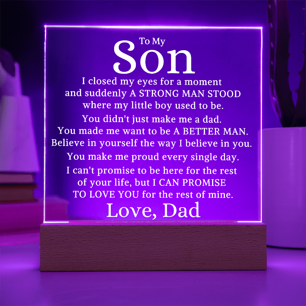 Gift for My Son "A Better Man" | Acrylic Plaque With Lighted Base