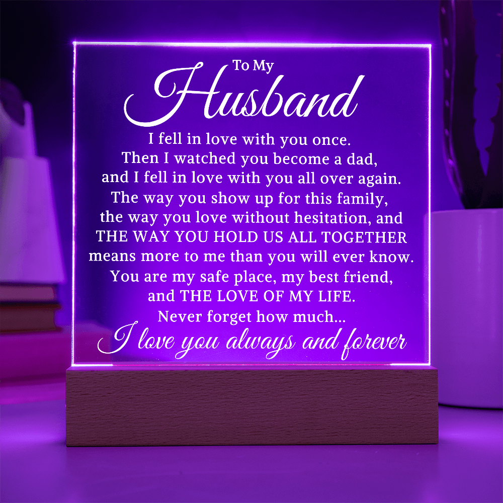 Gift for My Husband "All Over Again" | Acrylic Plaque With Lighted Base