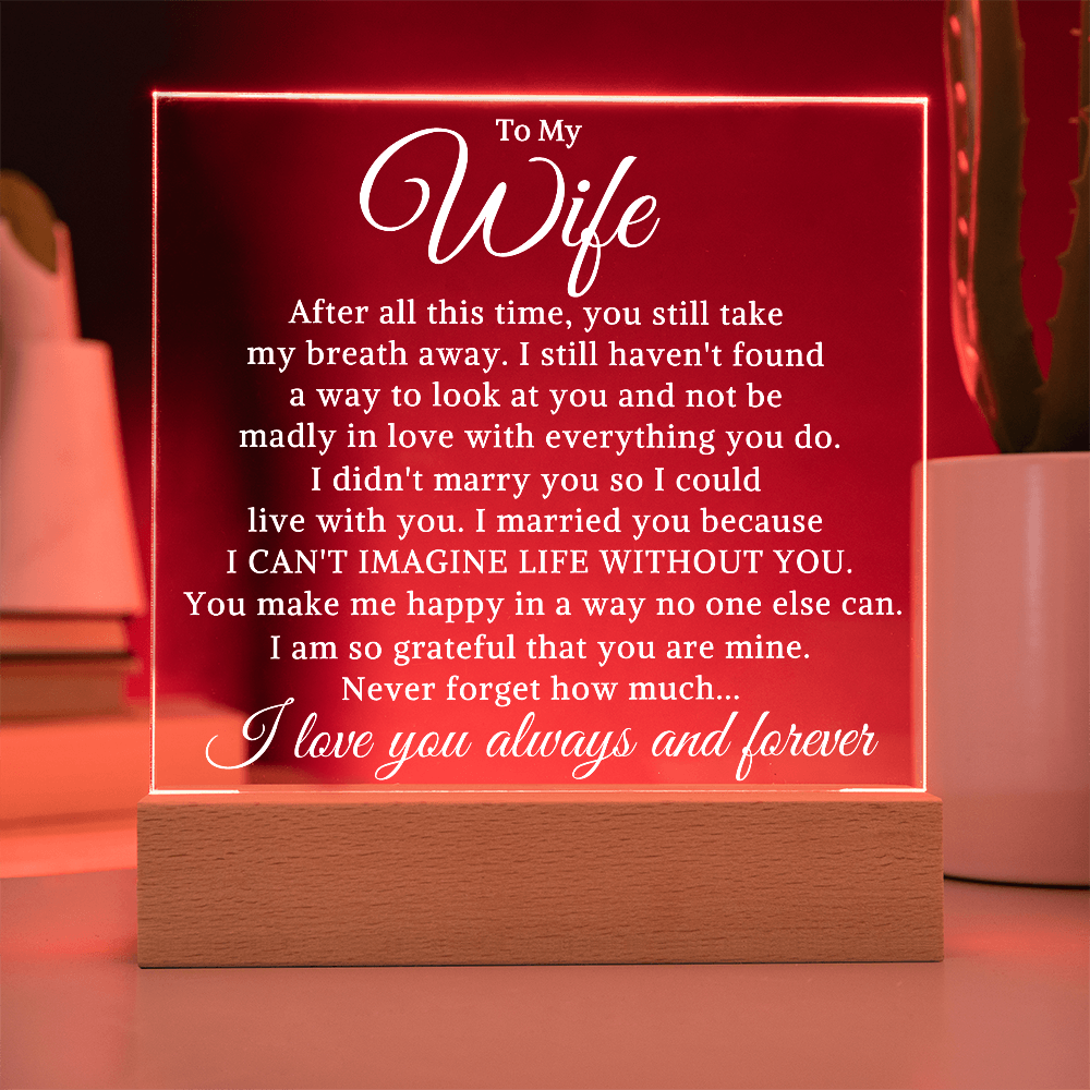 Gift for My Wife "Madly In Love" | Acrylic Plaque With Lighted Base