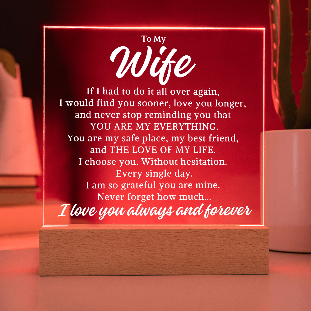 Gift for My Wife "My Everything" | Acrylic Plaque With Lighted Base