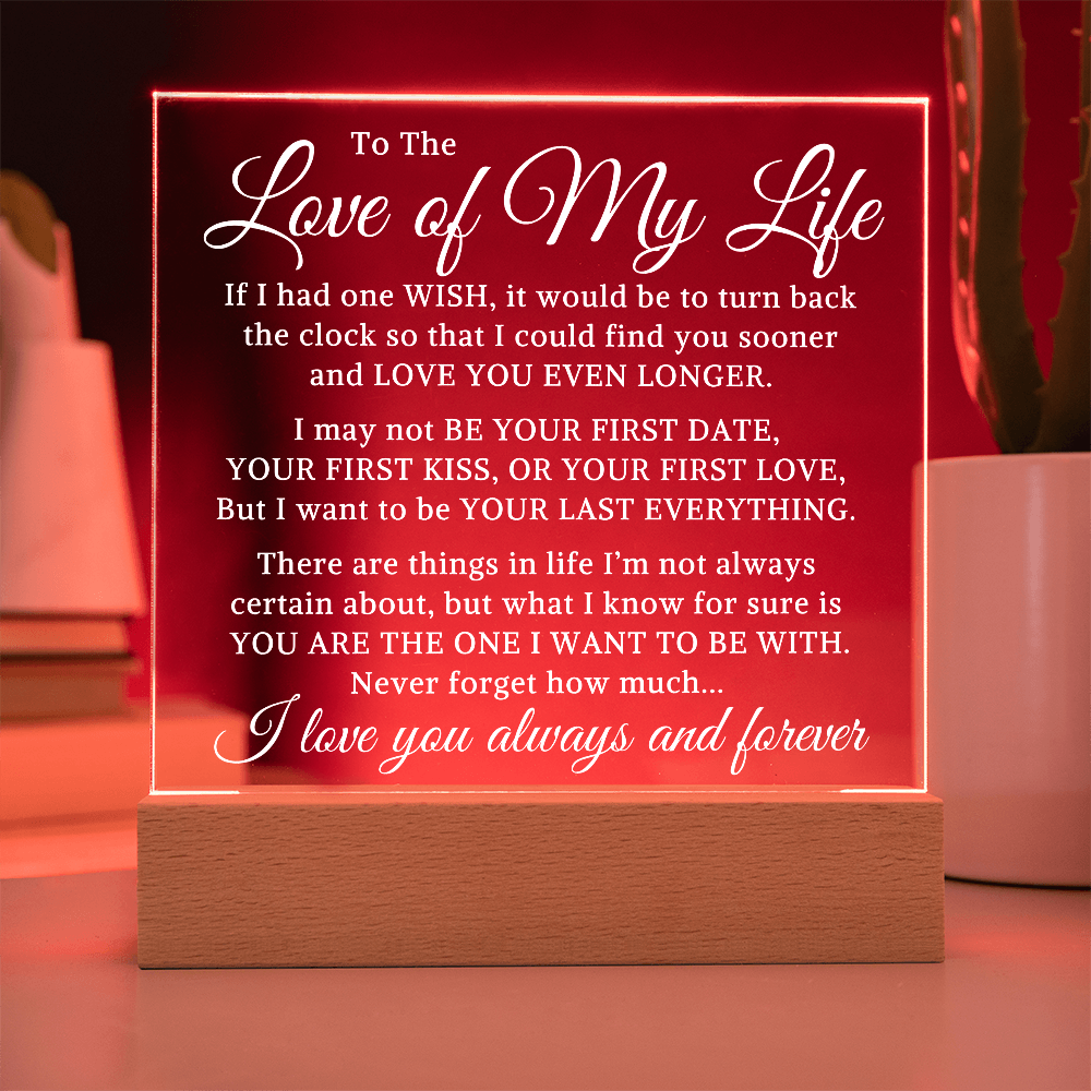 Gift for My Soulmate "Love You Even Longer" | Acrylic Plaque With Lighted Base