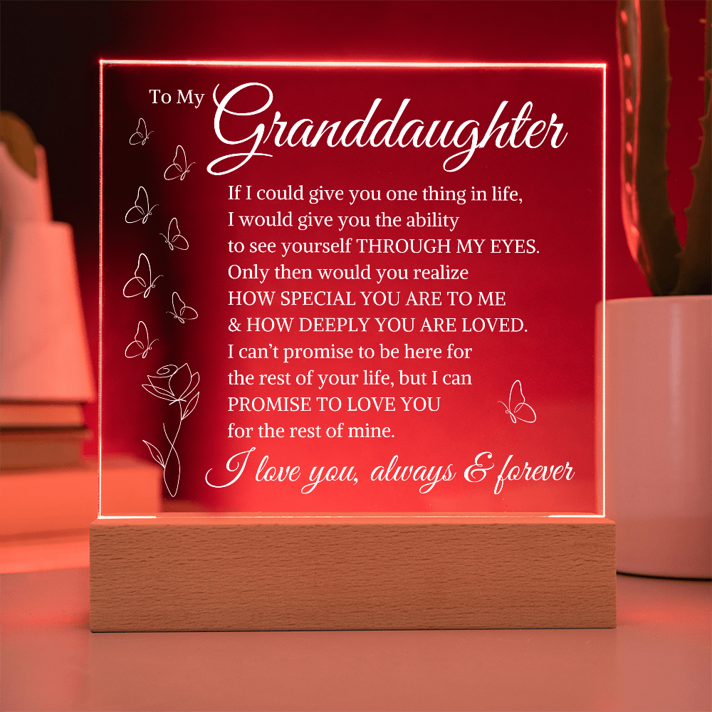 Gift for Granddaughter "How Deeply You Are Loved" Butterfly | Acrylic Square Plaque