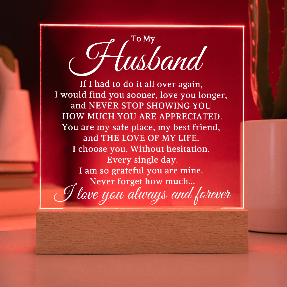 Gift for My Husband "I Choose You" | Acrylic Plaque With Lighted Base