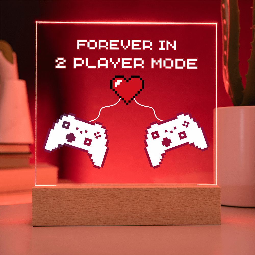 Gift for Soulmate "Forever in 2 Player Mode" | Acrylic LED Plaque
