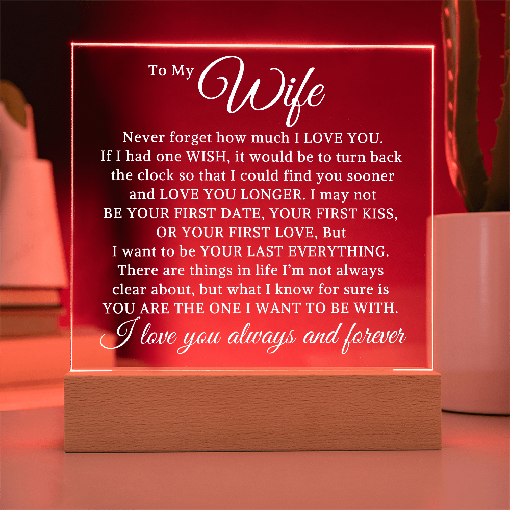 Gift for Wife "You Are The One" | Acrylic Plaque With Lighted Base