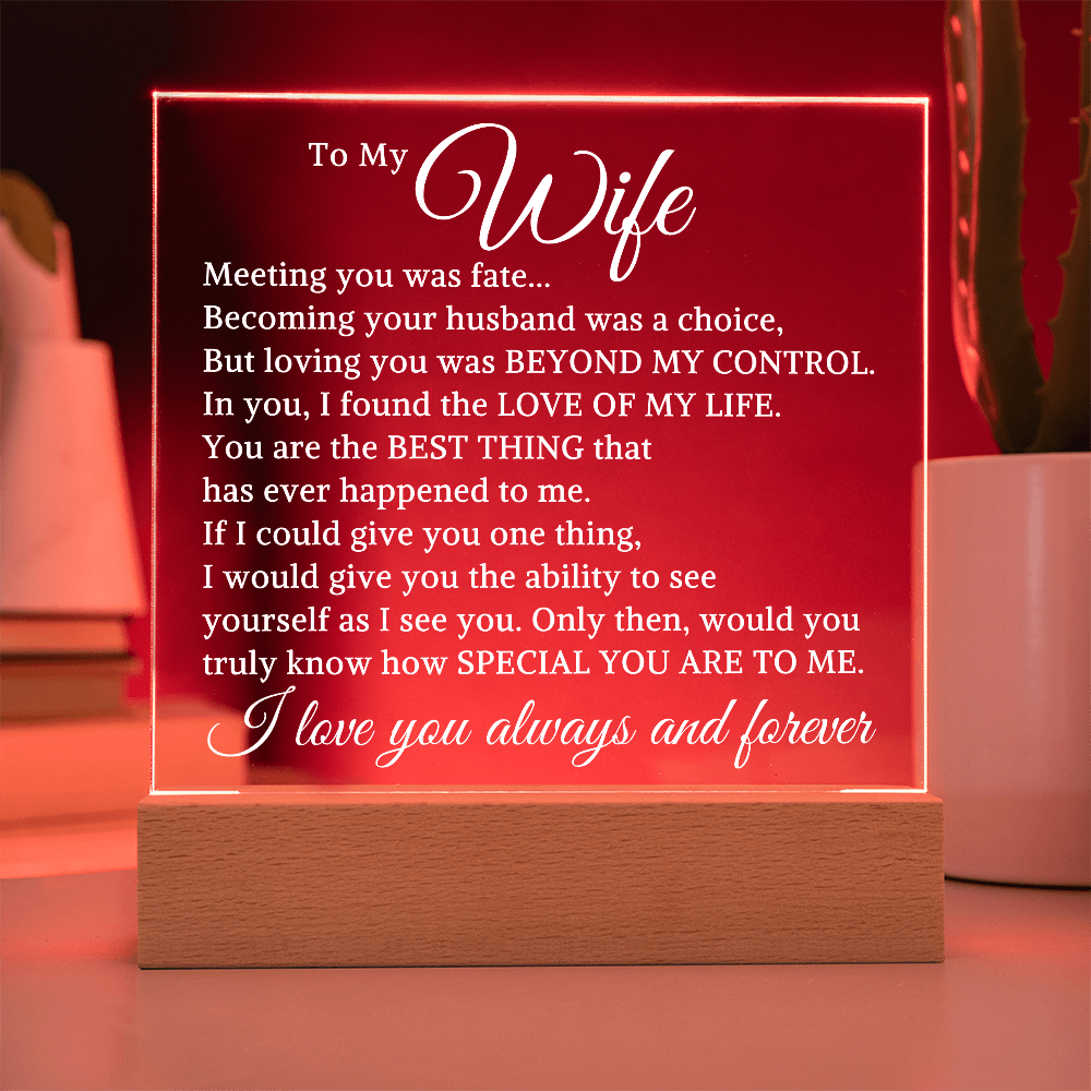 Gift for Wife "I Found The Love of My Life" | Acrylic Plaque With Lighted Base