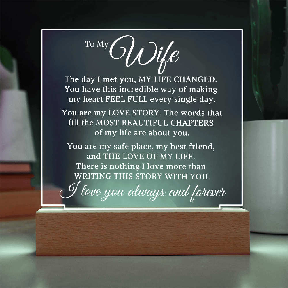 Gift for My Wife "Nothing I Love More" | Acrylic Plaque With Lighted Base