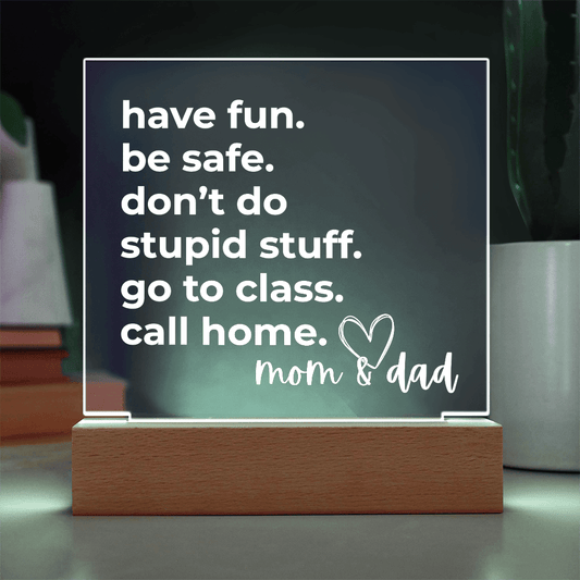 Call Home Love Mom & Dad | Square Acrylic Plaque