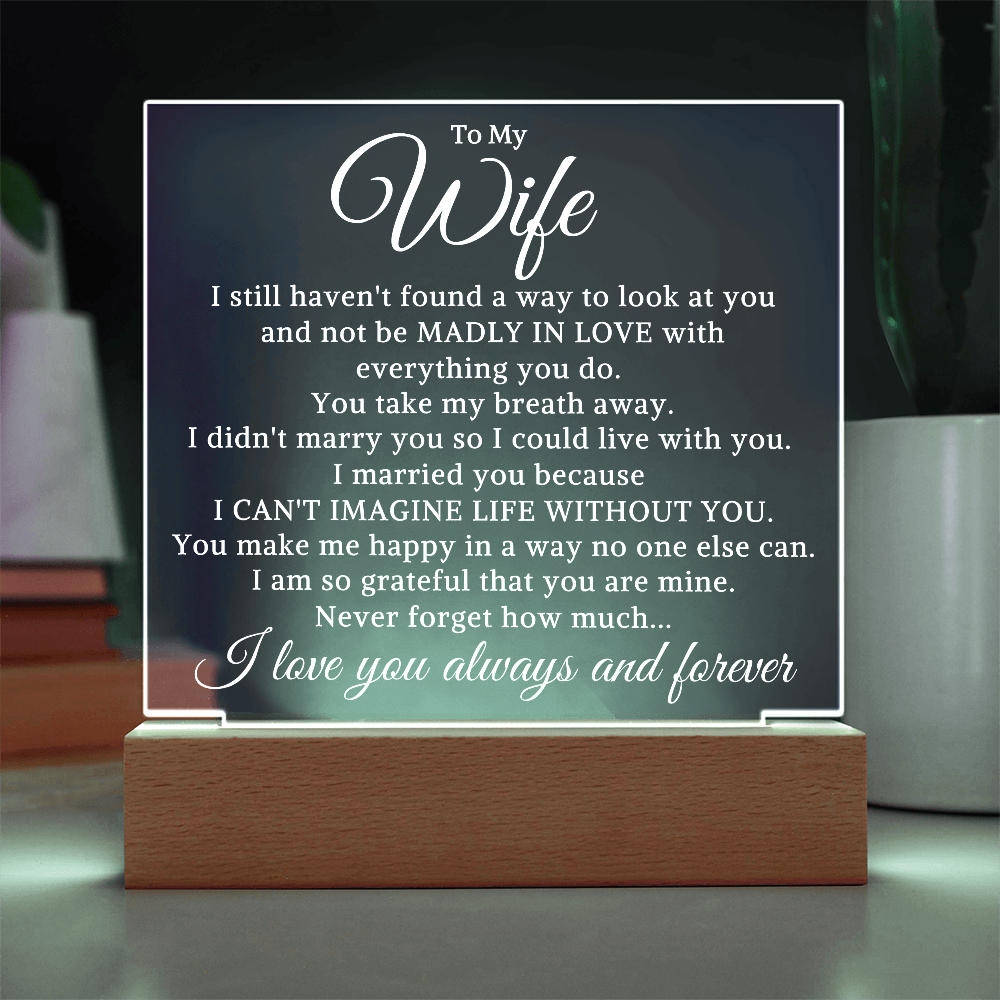 Gift for My Wife "Can't Imagine Life Without You" | Acrylic Plaque With Lighted Base