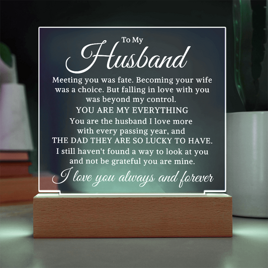 Gift for My Husband "You Are My Everything" | Acrylic Plaque With Lighted Base