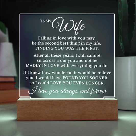 Gift for My Wife "Falling In Love" | Acrylic Plaque With Lighted Base