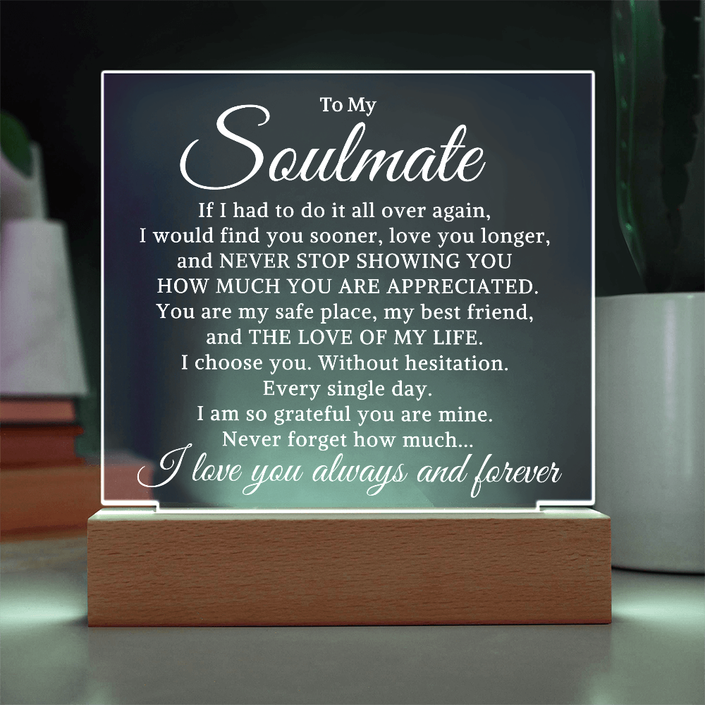 Gift for My Soulmate "I Choose You" | Acrylic Plaque With Lighted Base