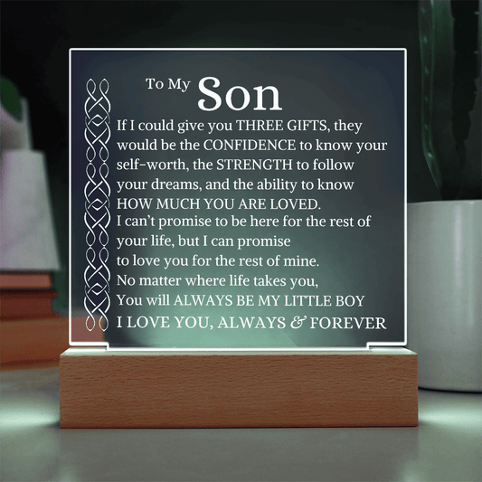 Gift for Son "If I Could Give You Three Gifts" | Square Acrylic Plaque