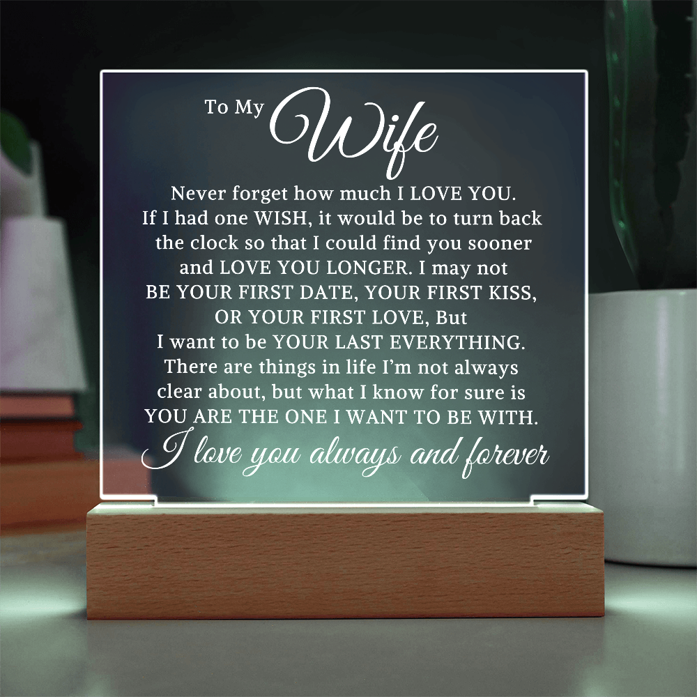Gift for Wife "You Are The One" | Acrylic Plaque With Lighted Base