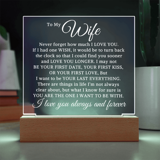 Gift for Wife "You Are The One" | Acrylic Plaque With Lighted Base