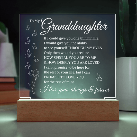 Gift for Granddaughter "How Deeply You Are Loved" Butterfly | Acrylic Square Plaque