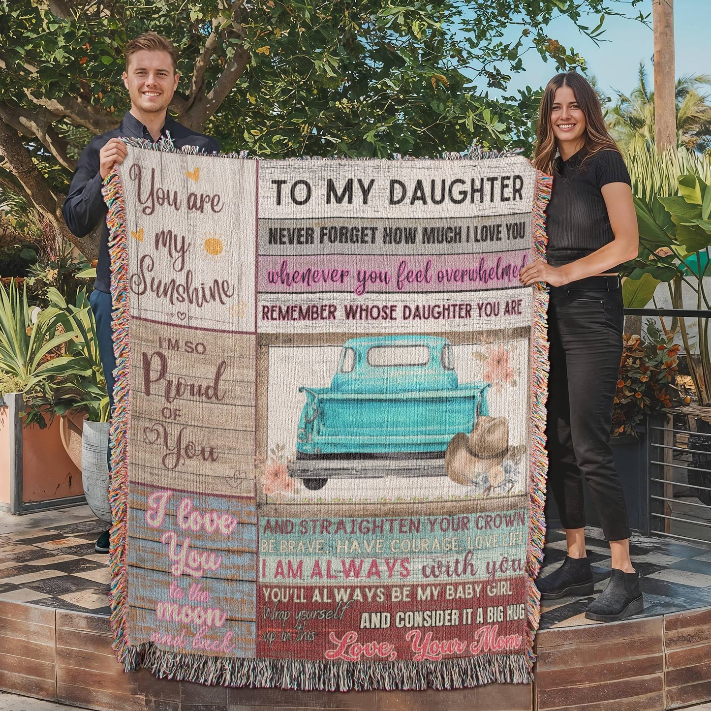 Daughter Love Mom "Never Forget" | Heirloom Woven Blanket
