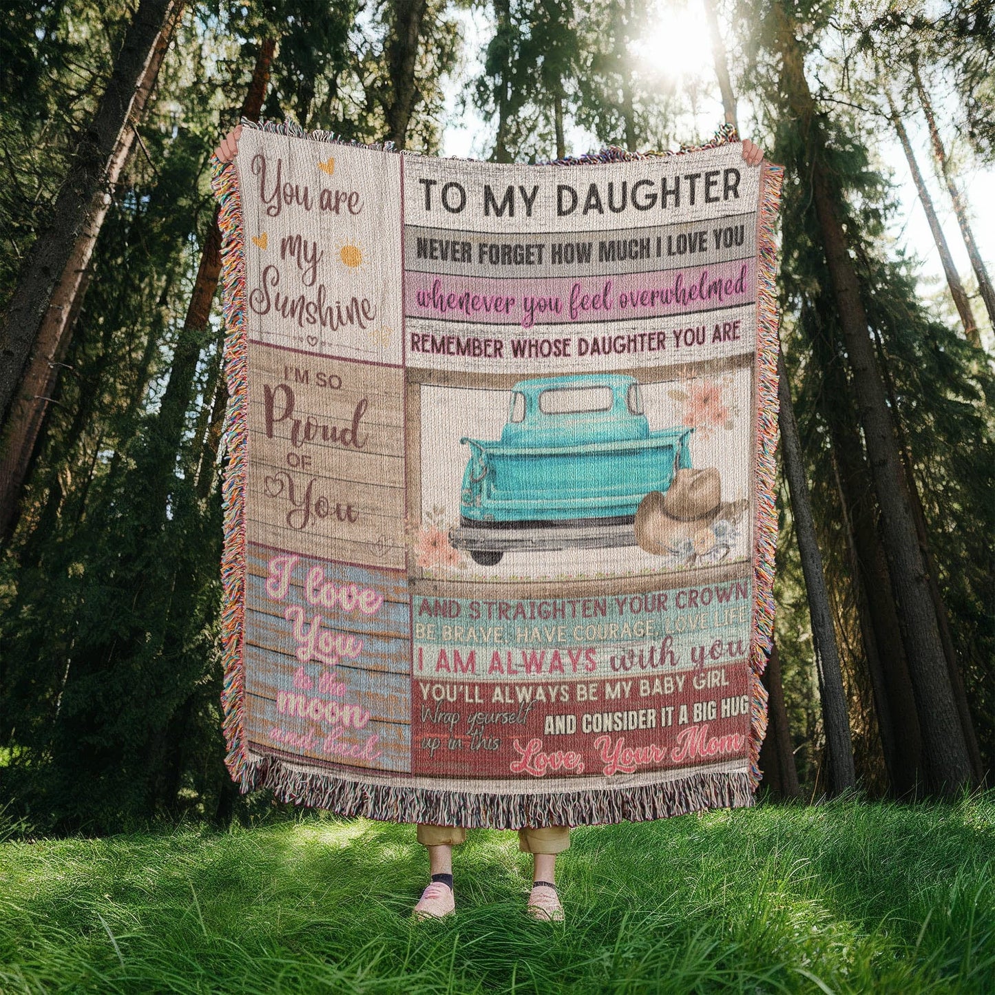 Daughter Love Mom "Never Forget" | Heirloom Woven Blanket