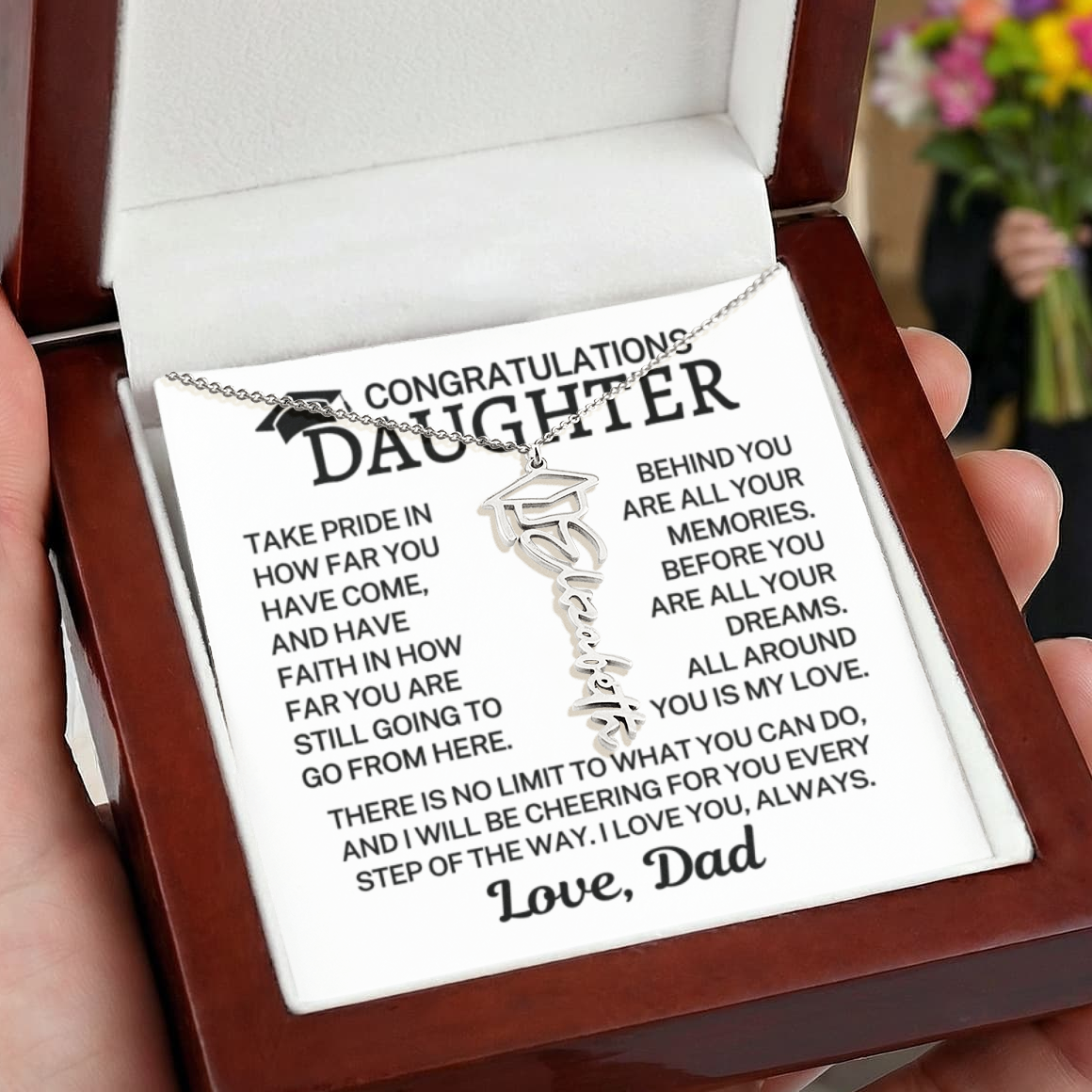 Gift for My Daughter "No Limit" | Graduation Cap Name Necklace