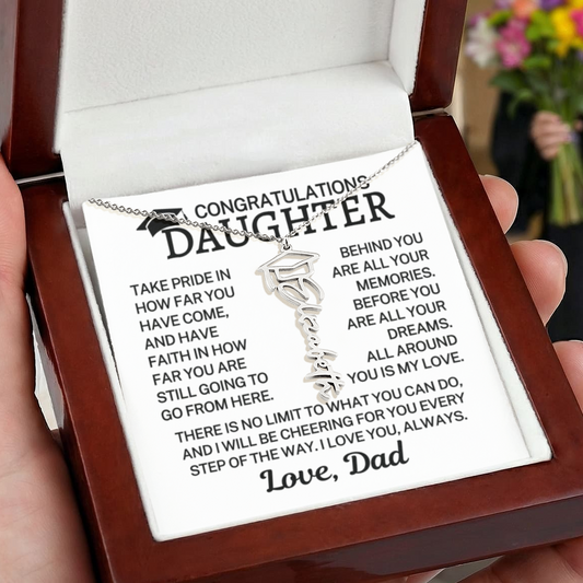 Gift for My Daughter "No Limit" | Graduation Cap Name Necklace
