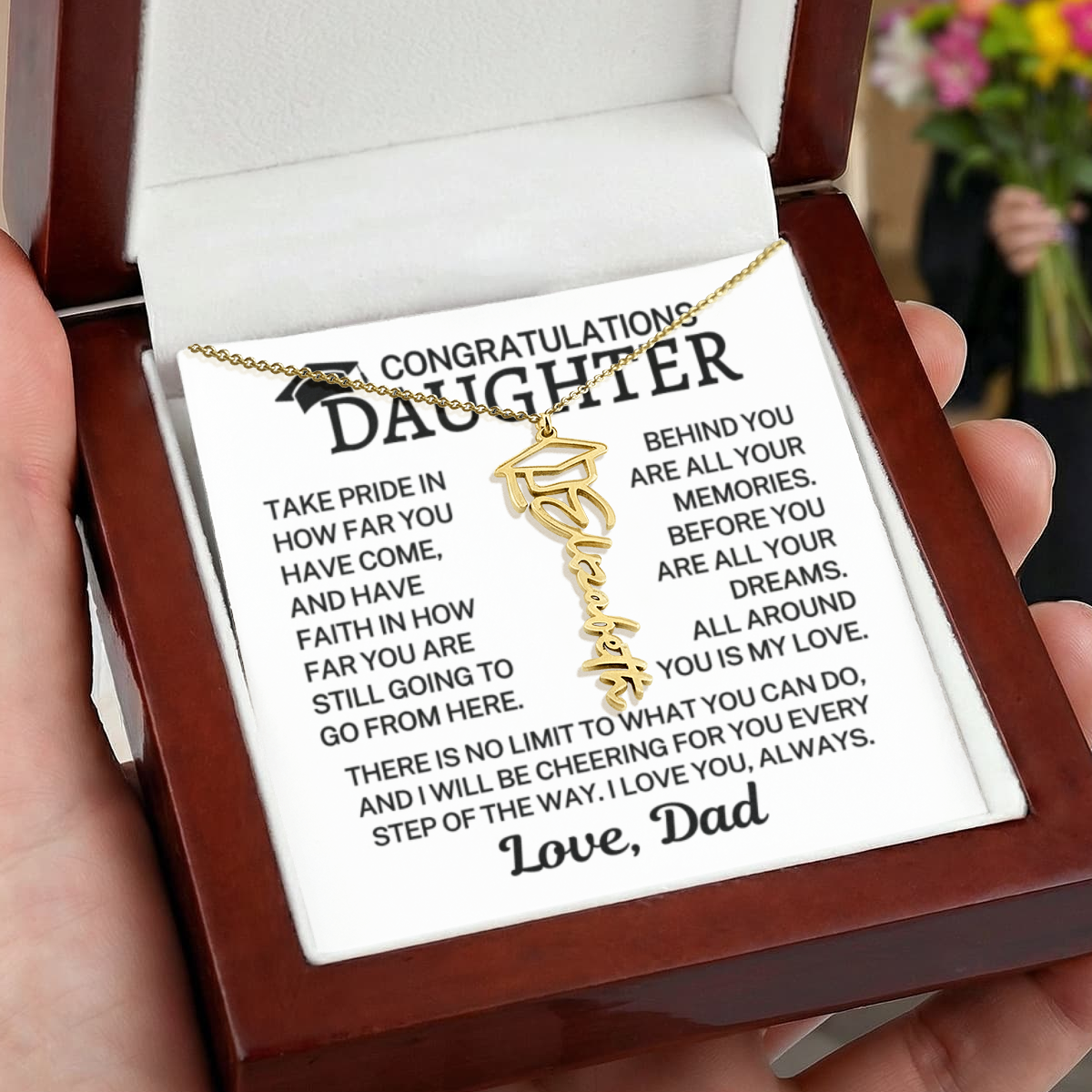 Gift for My Daughter "No Limit" | Graduation Cap Name Necklace